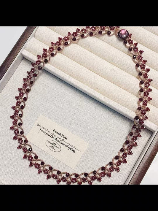 Handmade shuttle tatting necklace