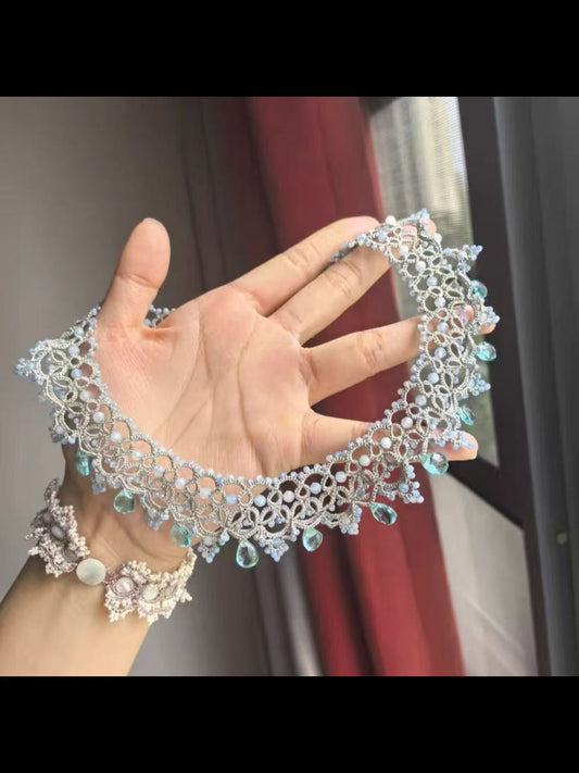 Handmade shuttle tatting necklace