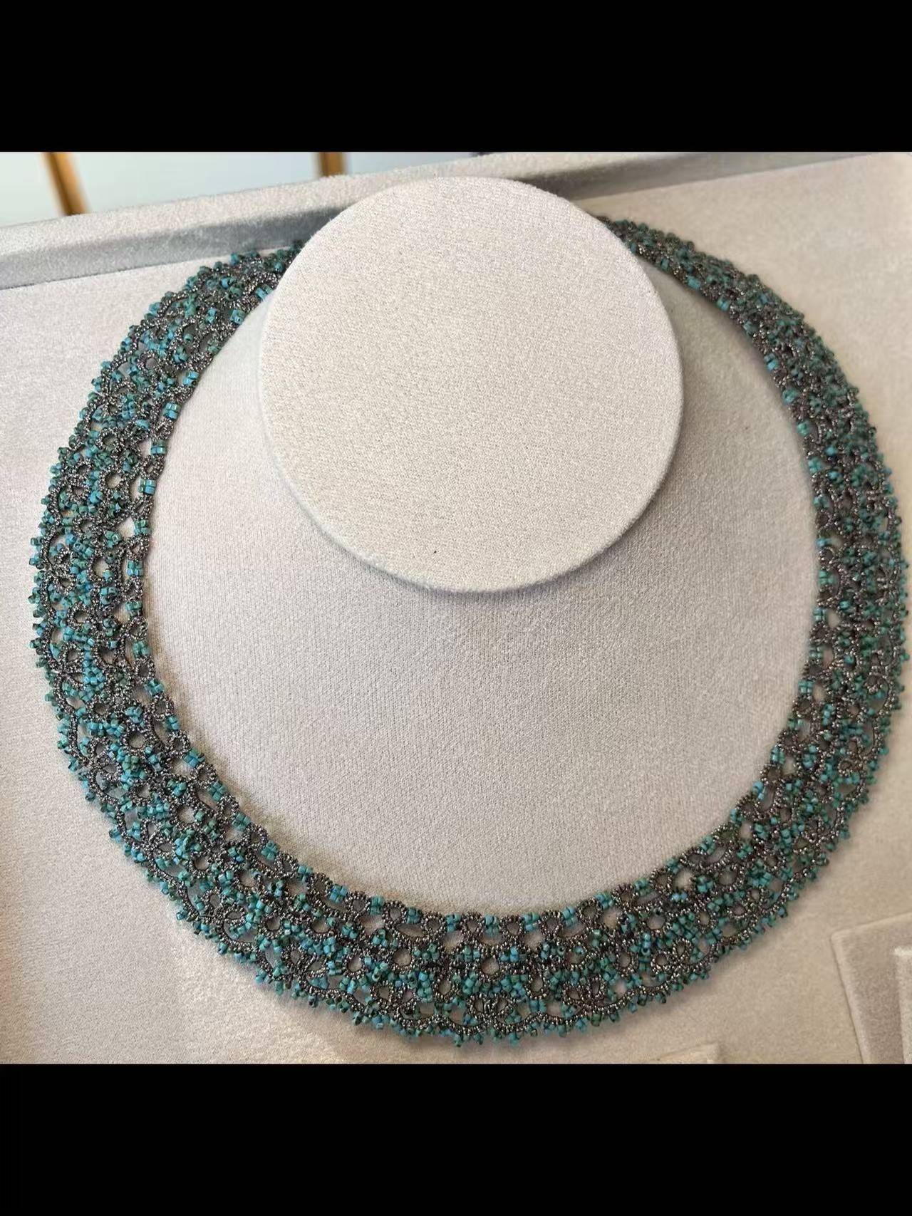 Handmade shuttle tatting necklace
