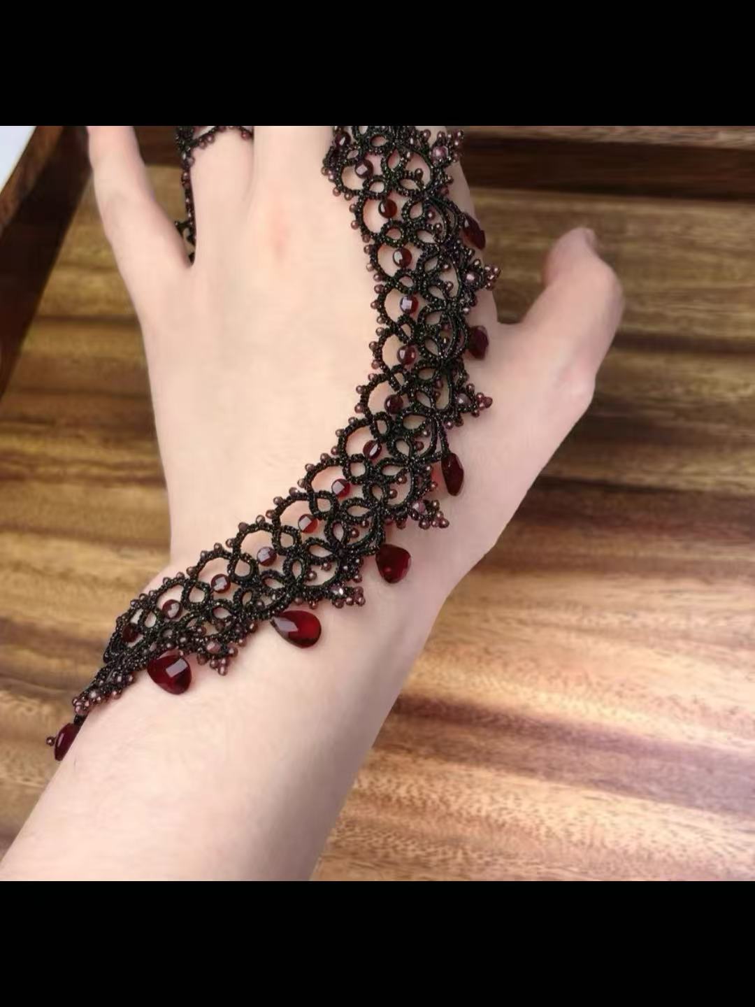 Handmade shuttle tatting necklace