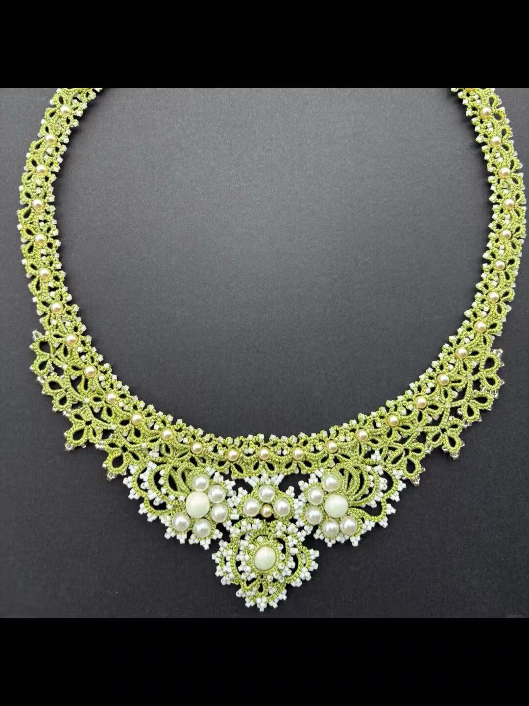 Handmade shuttle tatting necklace