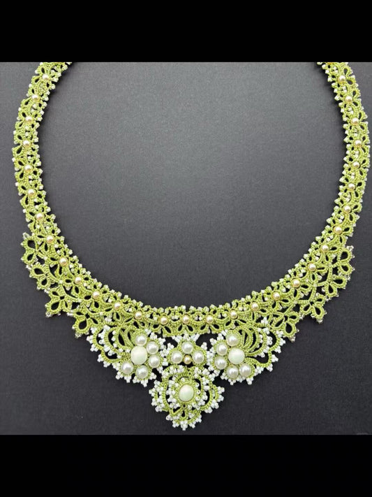 Handmade shuttle tatting necklace