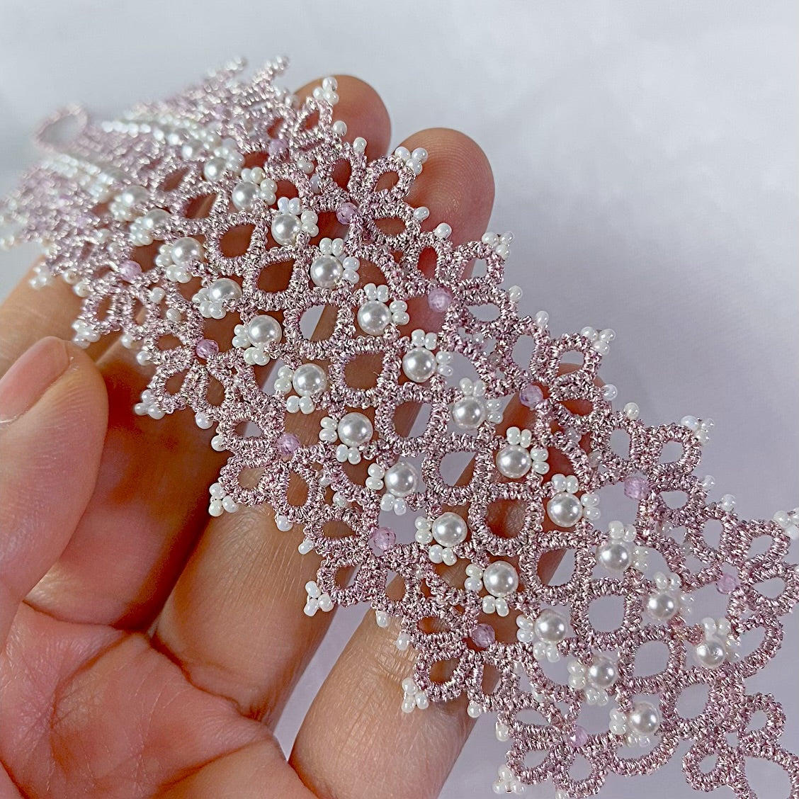Handmade shuttle tatting bracelet