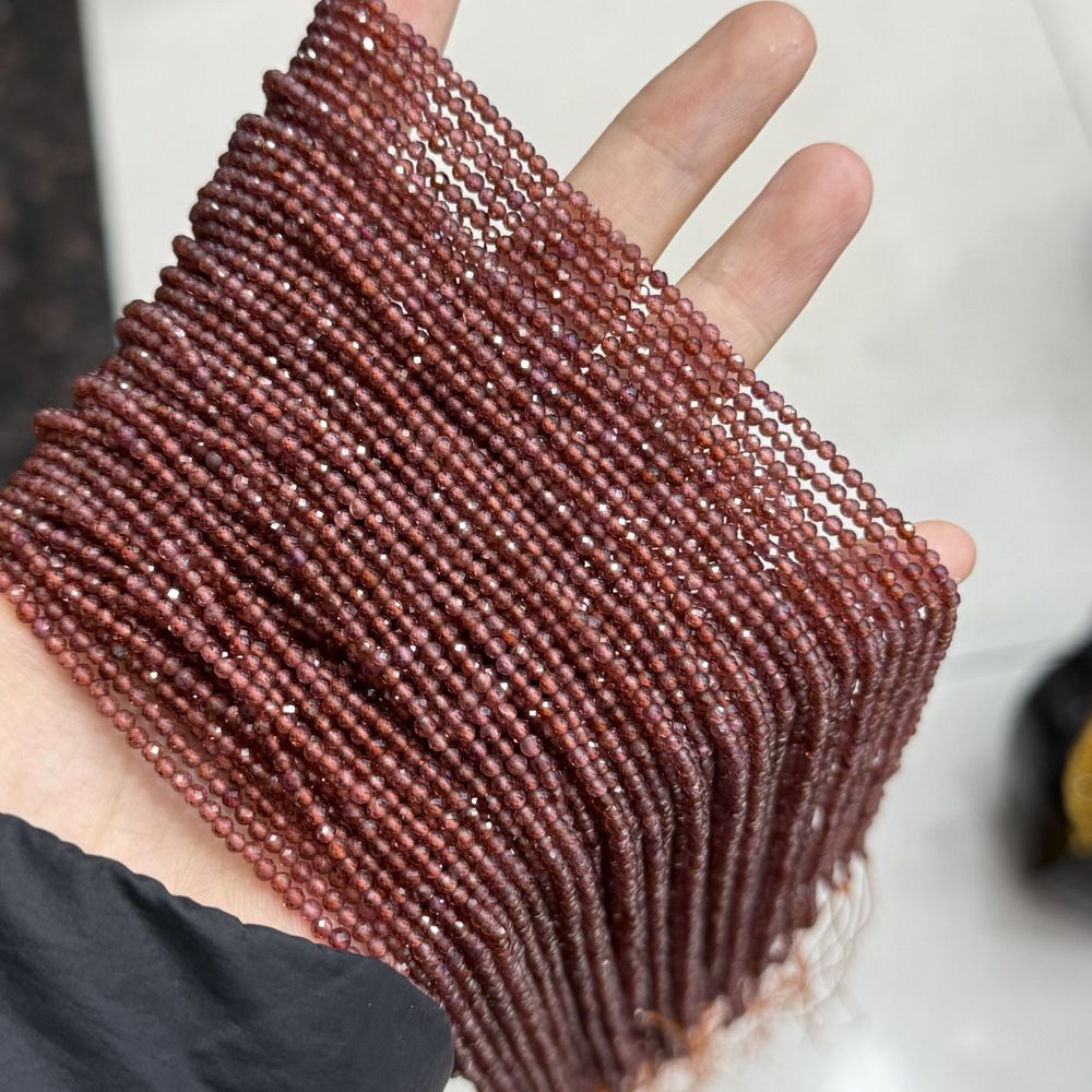 Natural stone garnet beads round faceted beads for shuttle tatting jewelry making 38cm/strand