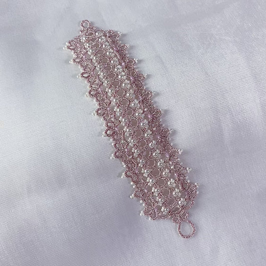 Handmade shuttle tatting bracelet
