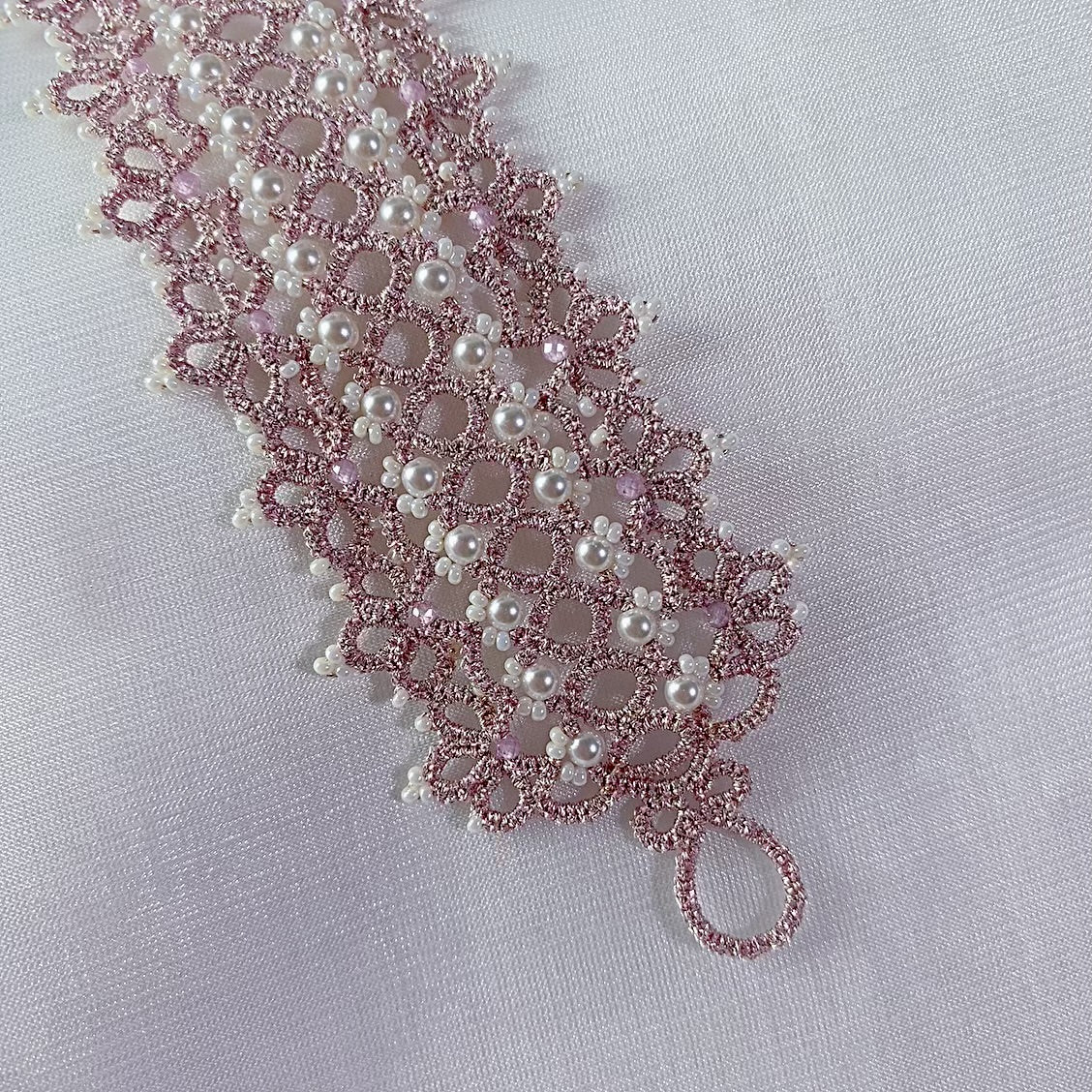 Handmade shuttle tatting bracelet