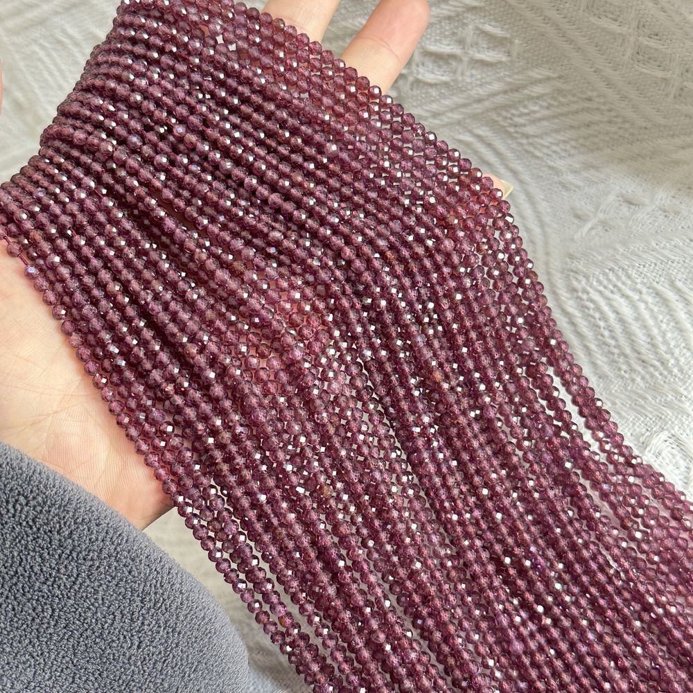 Natural stone garnet beads round faceted beads for shuttle tatting jewelry making 38cm/strand