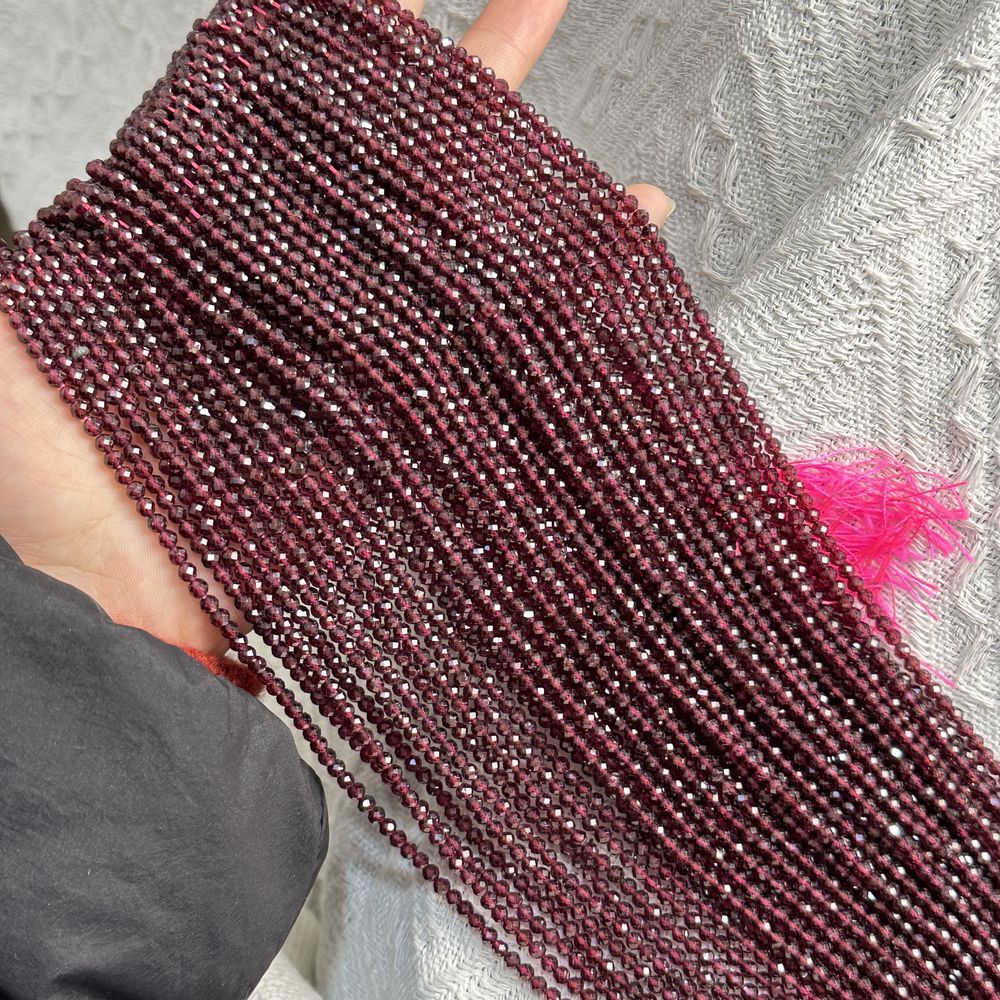 Natural stone garnet beads round faceted beads for shuttle tatting jewelry making 38cm/strand