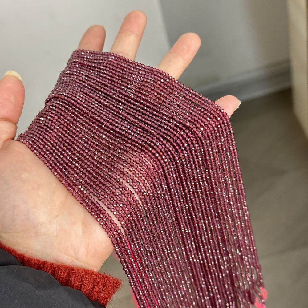 Natural stone garnet beads round faceted beads for shuttle tatting jewelry making 38cm/strand
