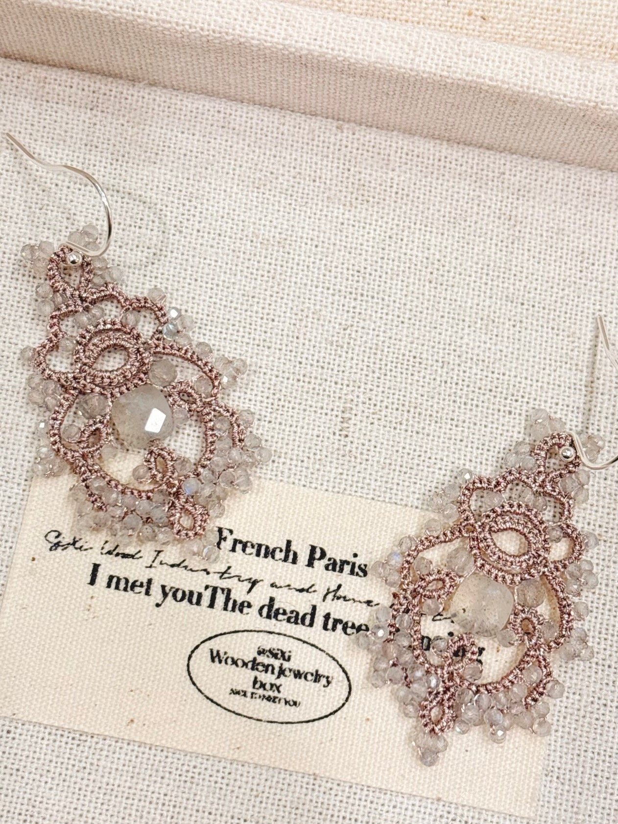 Handmade shuttle tatting earrings