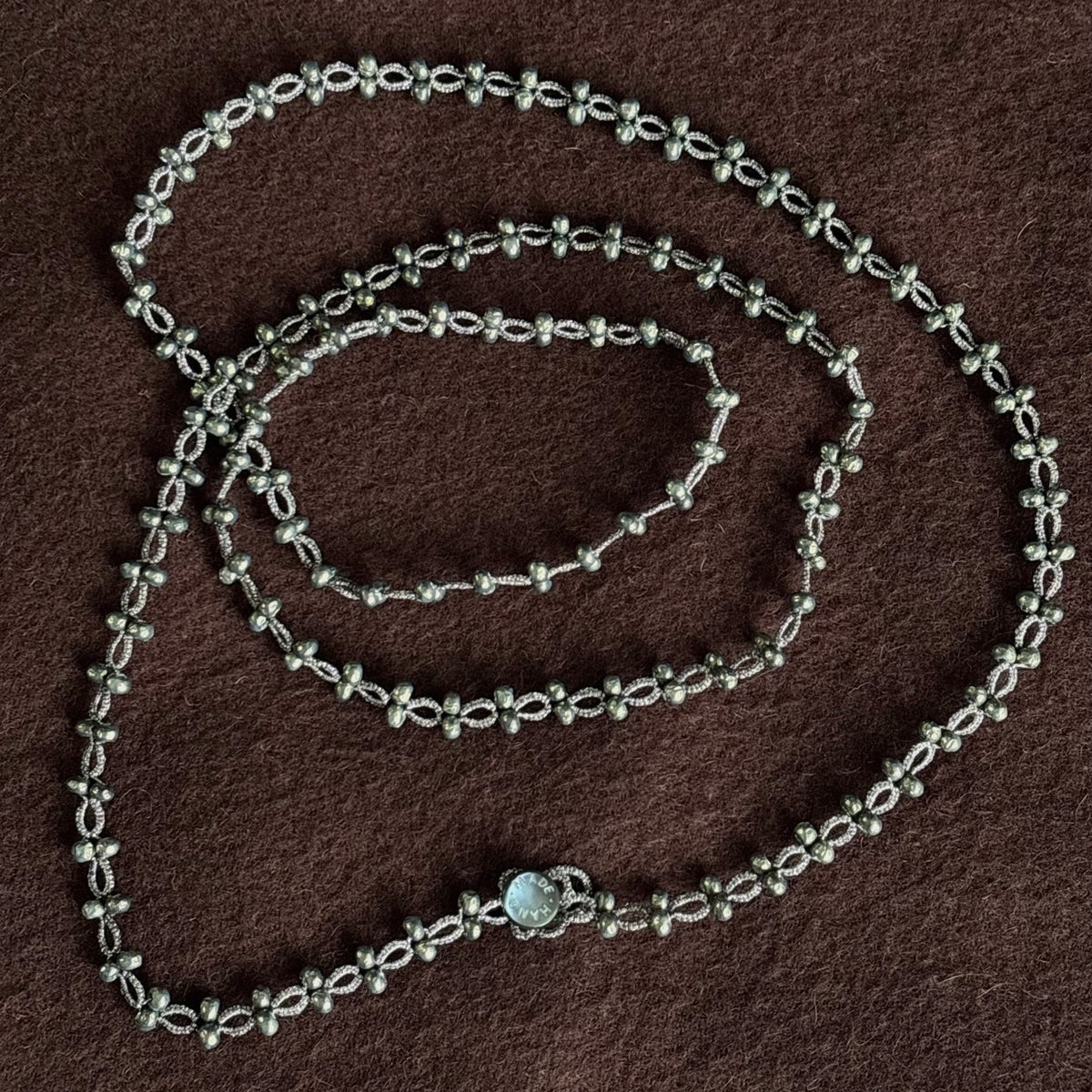 Handmade lace tatting beaded long necklace sweater chain with baroque imitation pearls