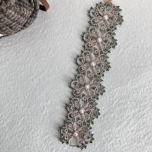 Handmade shuttle tatting bracelet