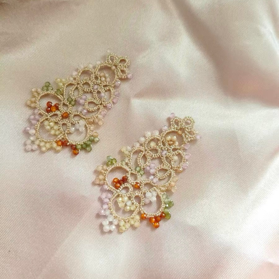 Handmade shuttle tatting earrings