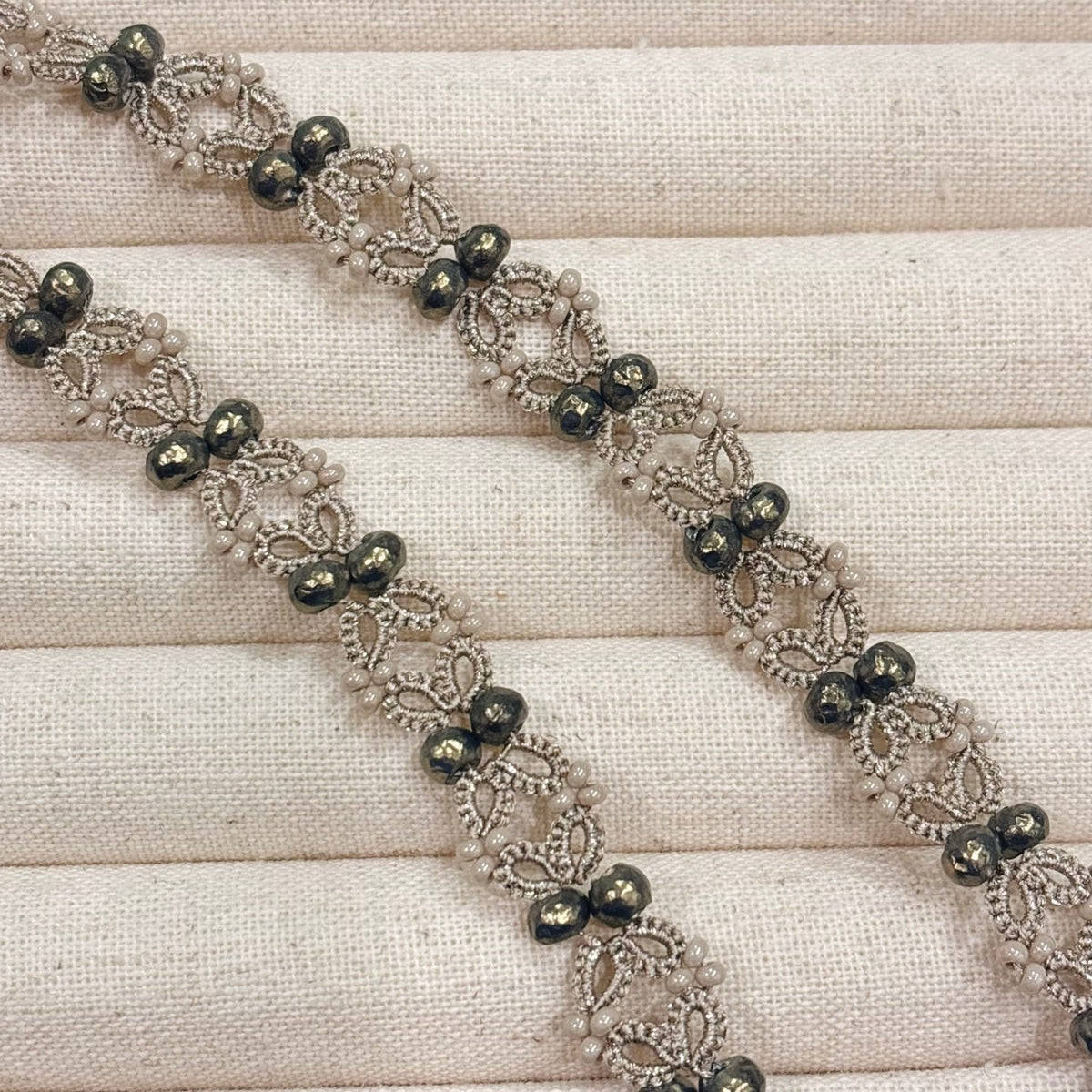 Handmade lace tatting long pendant necklace sweater chain with baroque imitation pearls,seed beads