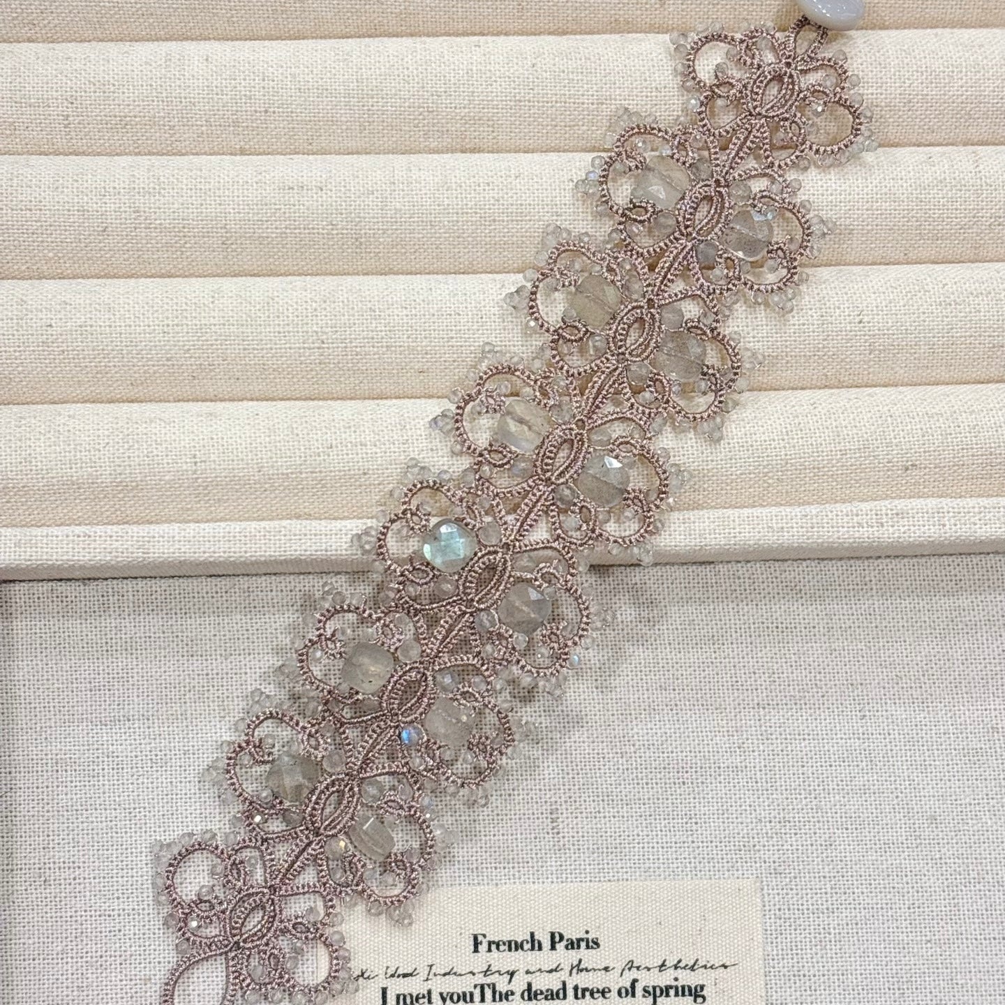 Handmade shuttle tatting bracelet