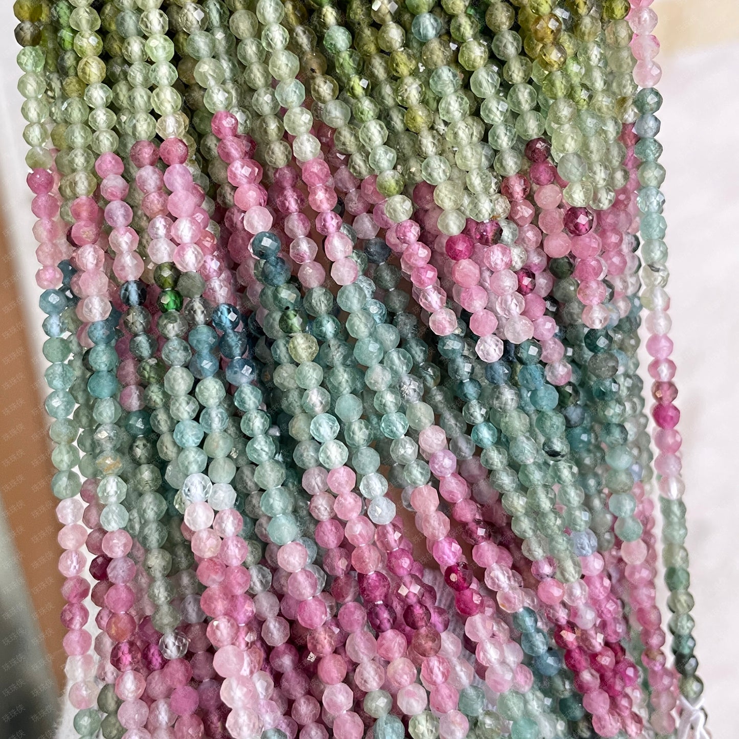 Natural stone tourmaline beads round faceted tourmaline beads for shuttle tatting jewelry making 38cm/strand