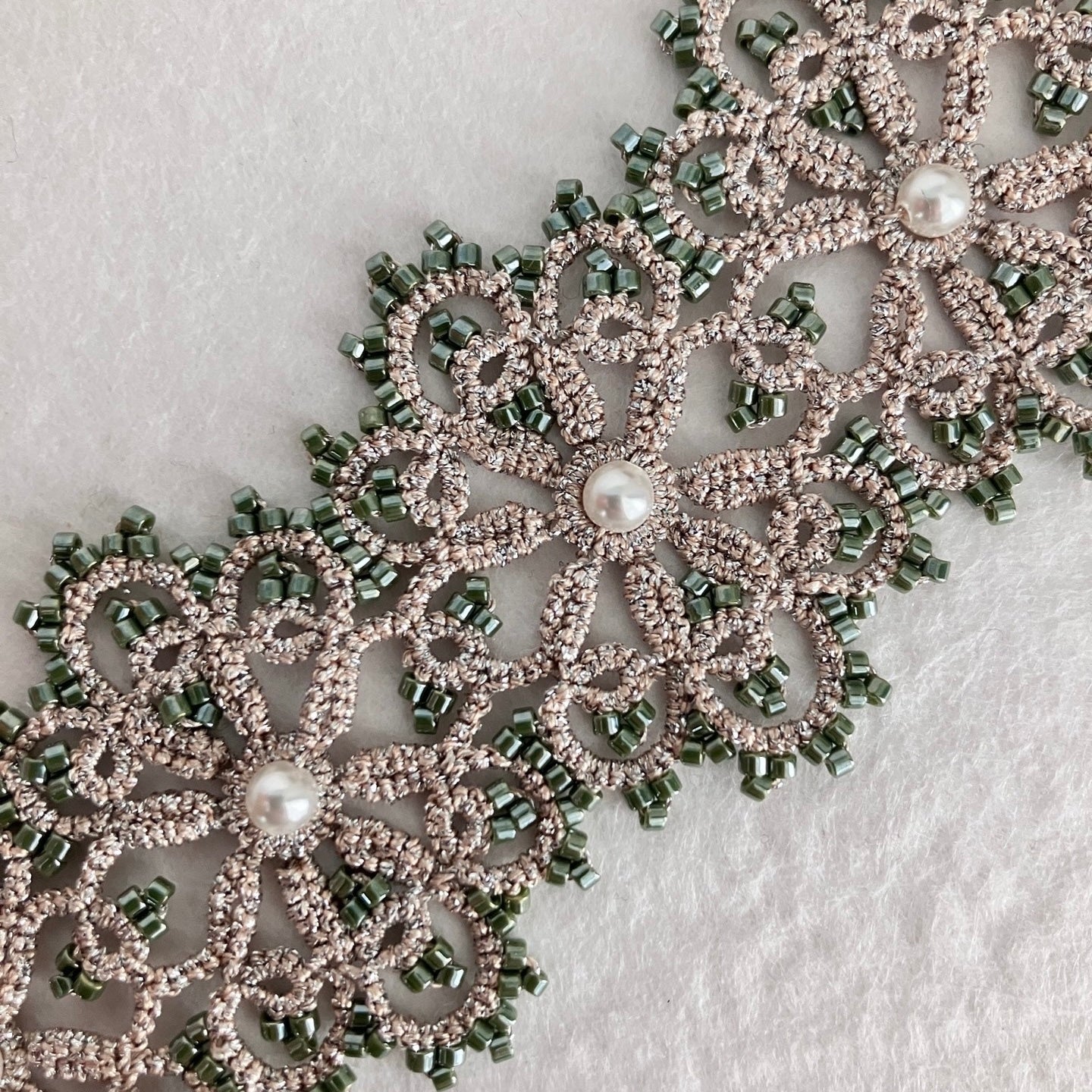 Handmade shuttle tatting bracelet