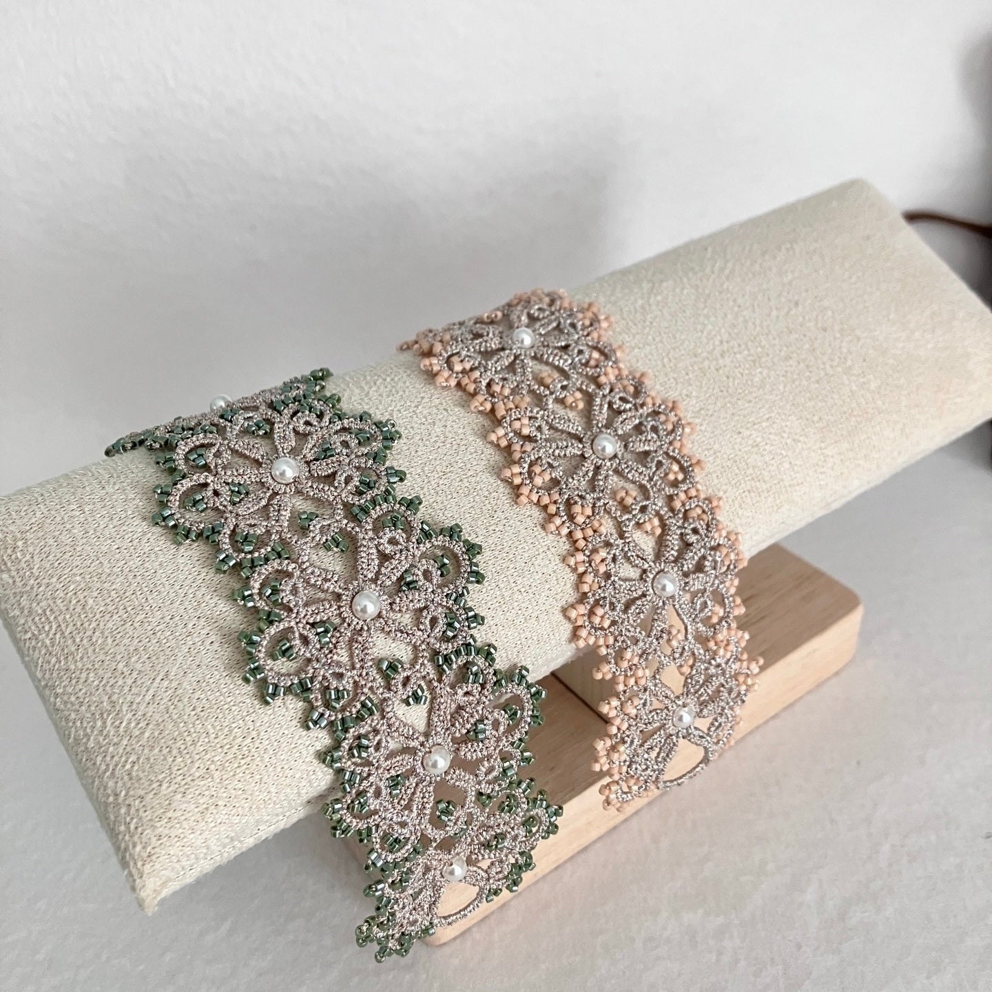 Handmade shuttle tatting bracelet