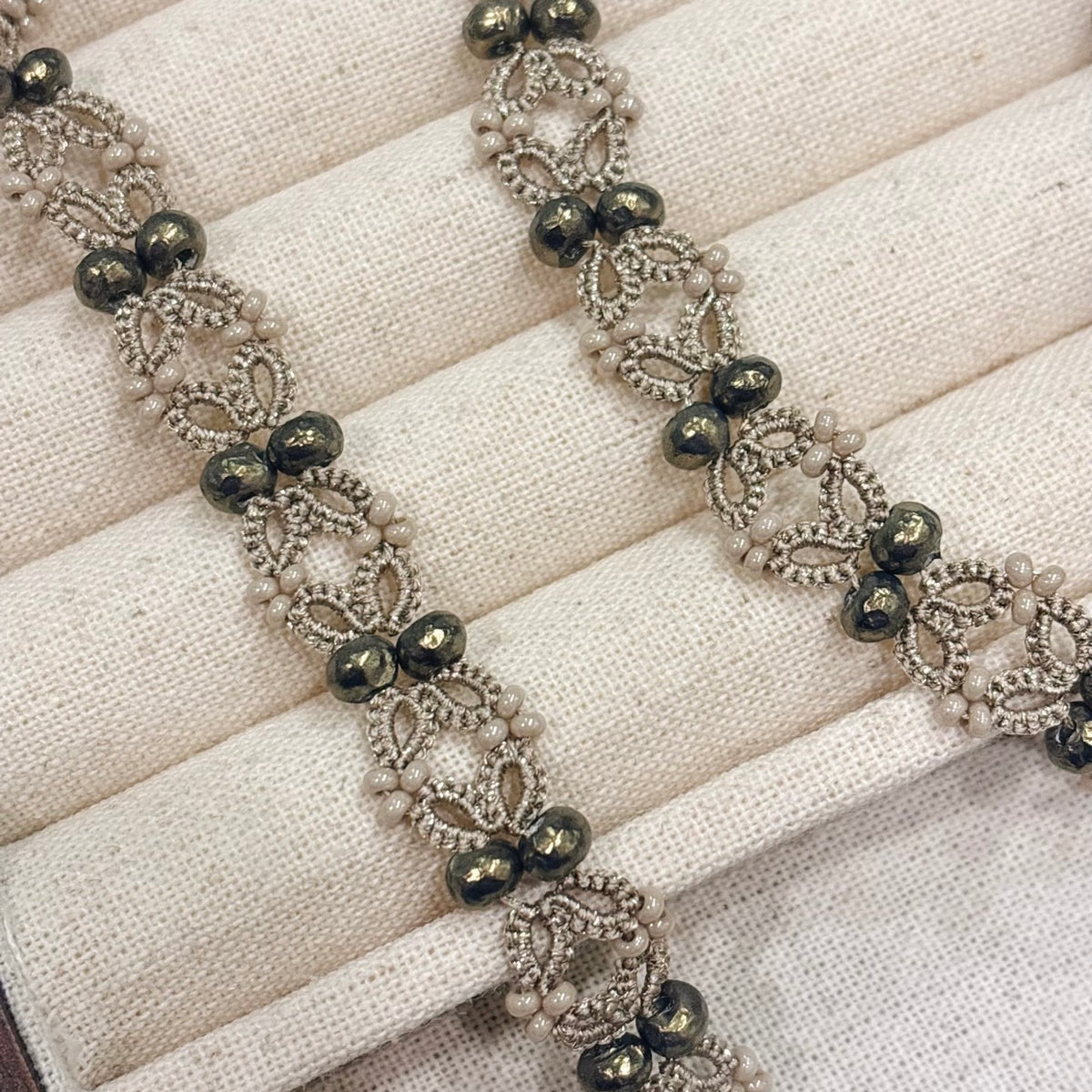 Handmade lace tatting long pendant necklace sweater chain with baroque imitation pearls,seed beads
