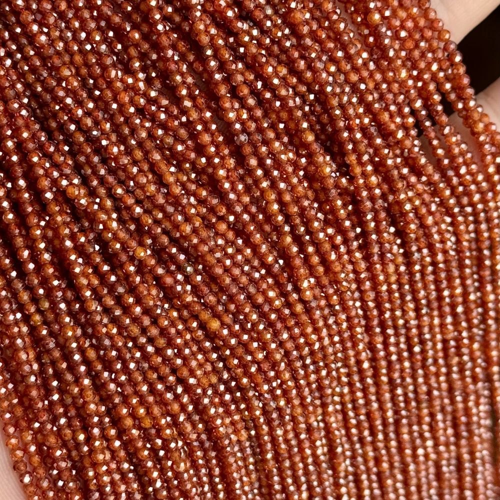 2mm round faceted zircon beads for jewelry making 38cm/strand
