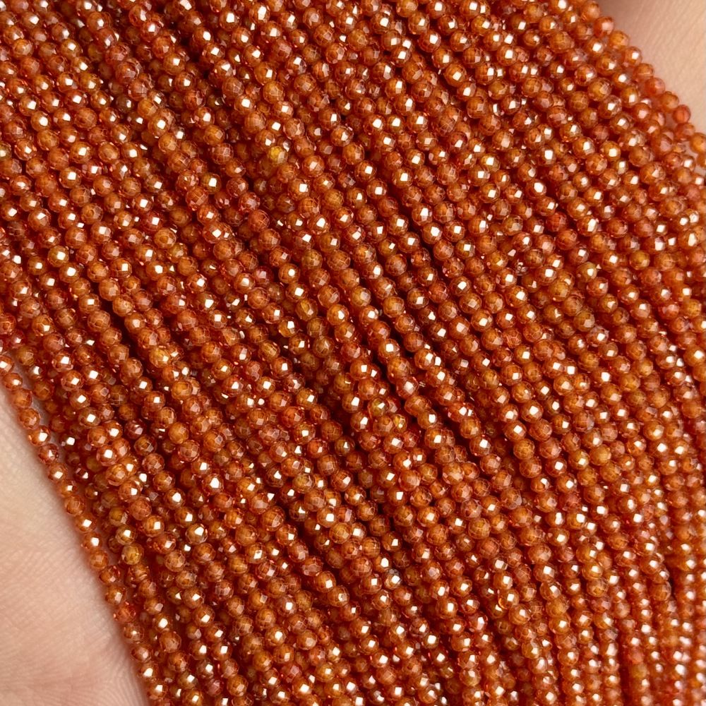 2mm round faceted zircon beads for jewelry making 38cm/strand