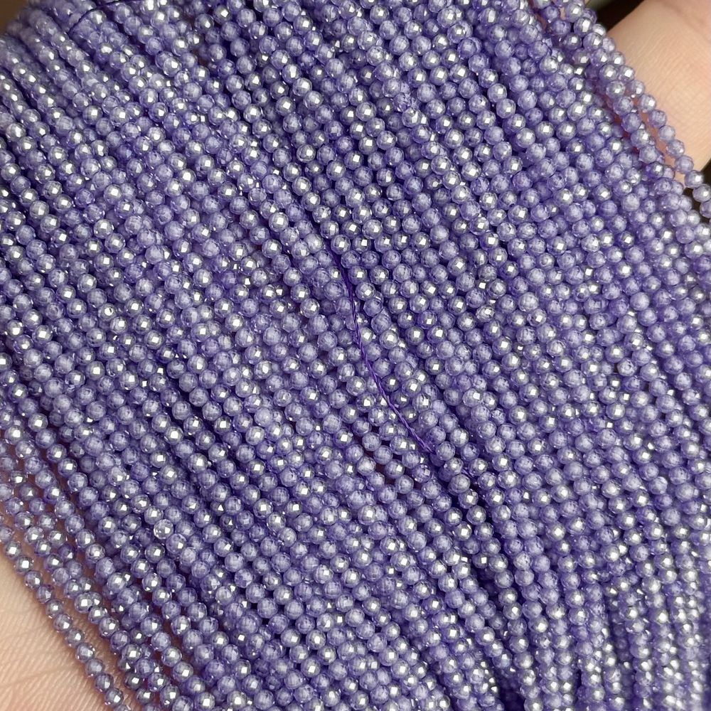 2mm round faceted zircon beads for jewelry making 38cm/strand