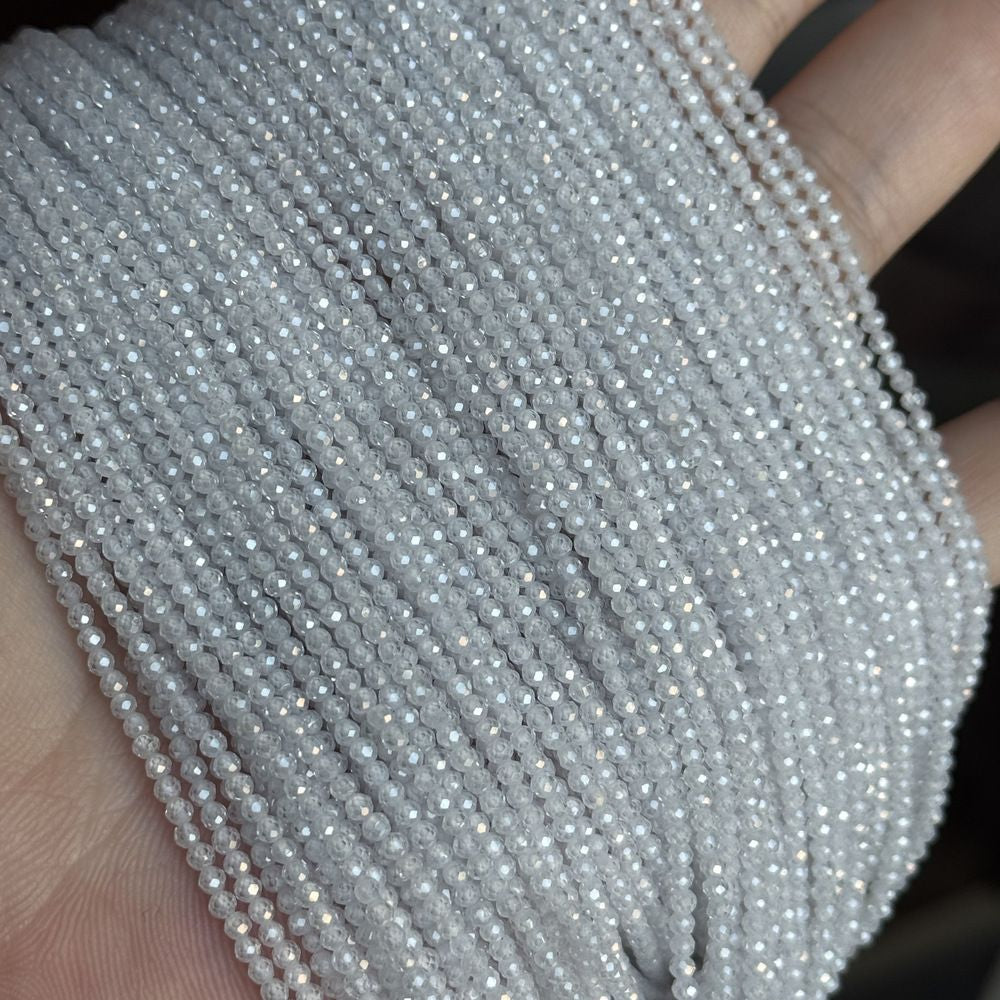 2mm round faceted zircon beads for jewelry making 38cm/strand