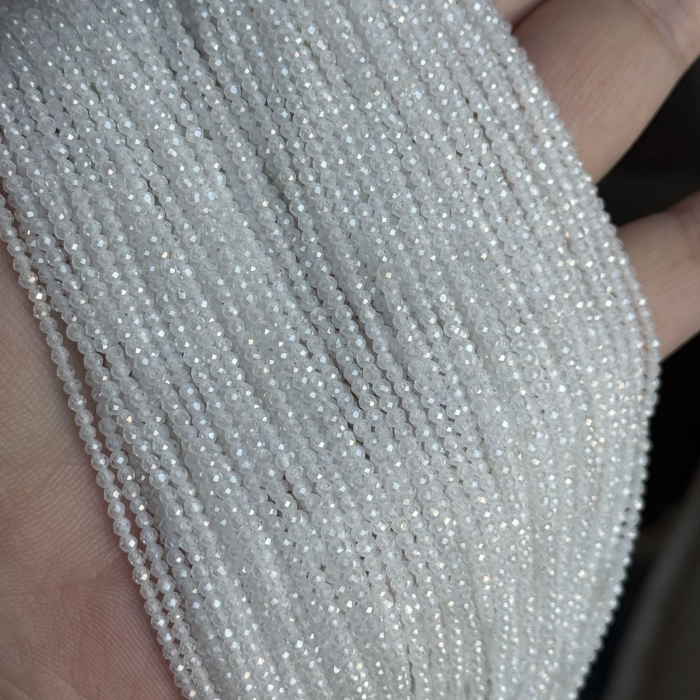 2mm round faceted zircon beads for jewelry making 38cm/strand