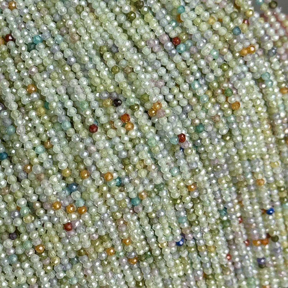2mm round faceted zircon beads for jewelry making 38cm/strand