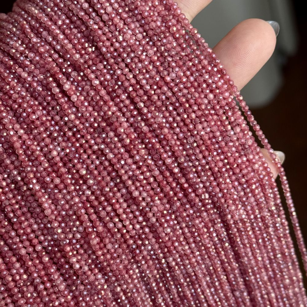 2mm round faceted zircon beads for jewelry making 38cm/strand