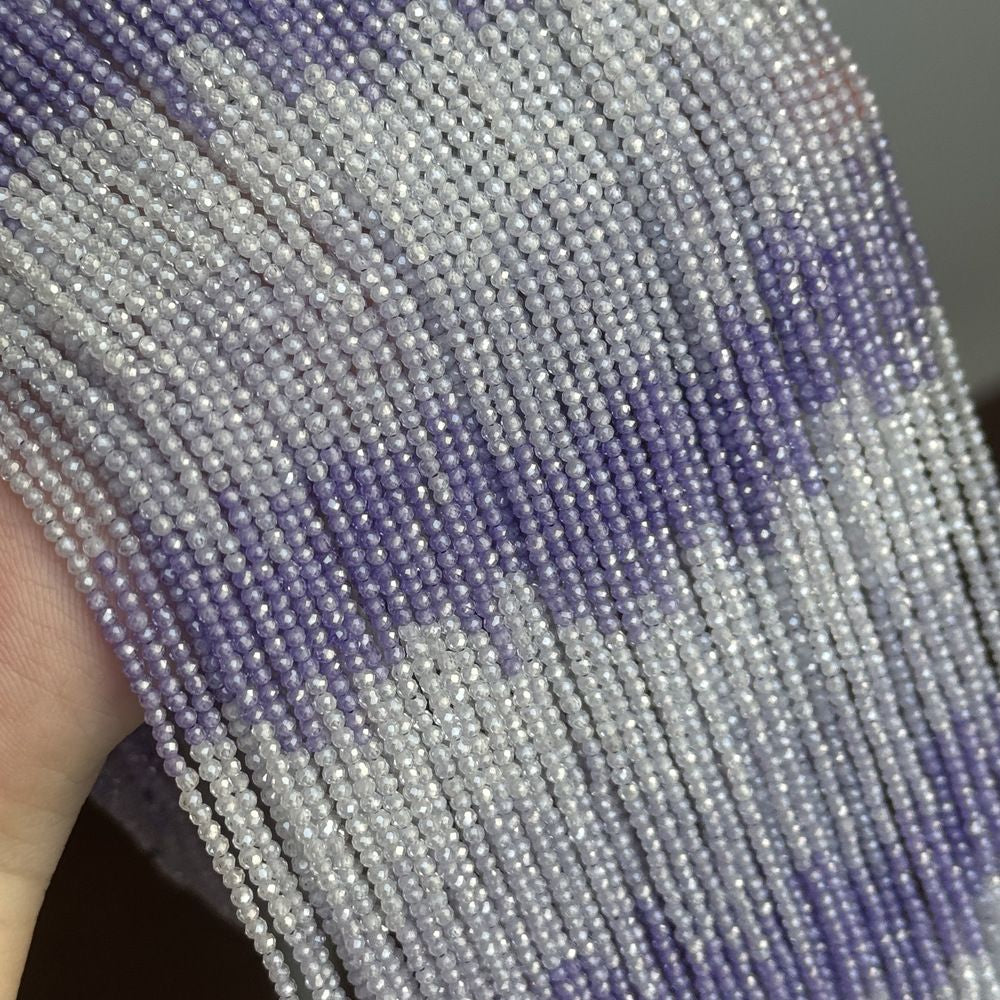 2mm round faceted zircon beads for jewelry making 38cm/strand