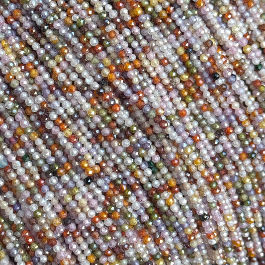 2mm round faceted zircon beads for jewelry making 38cm/strand