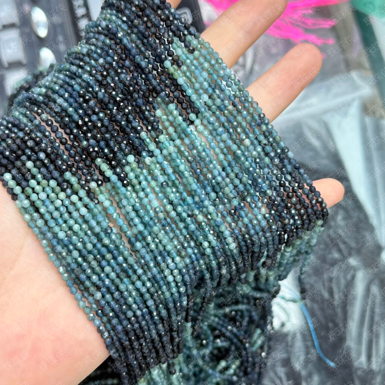 Natural stone tourmaline beads round faceted tourmaline beads for shuttle tatting jewelry making 38cm/strand