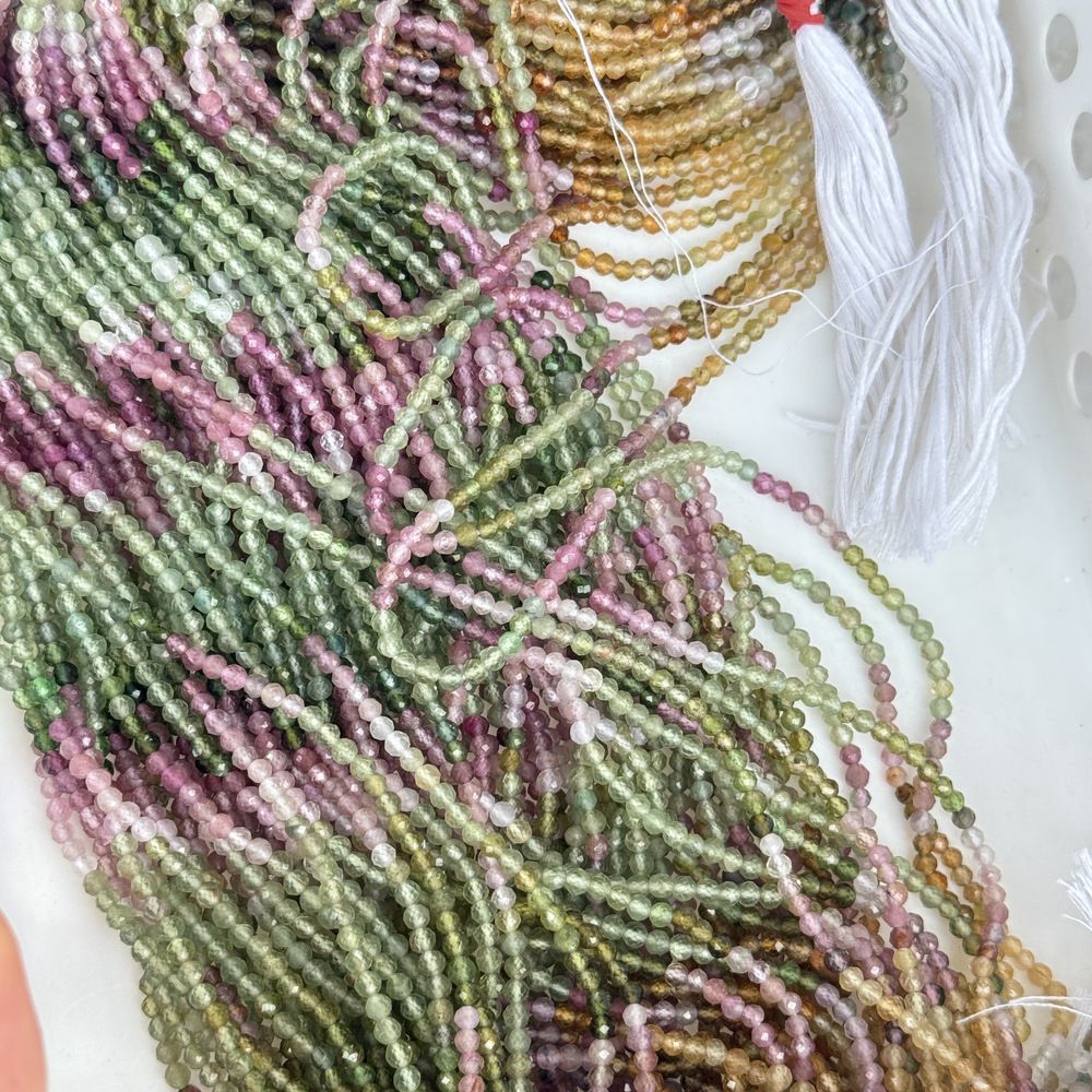 Natural stone tourmaline beads round faceted tourmaline beads for shuttle tatting jewelry making 38cm/strand
