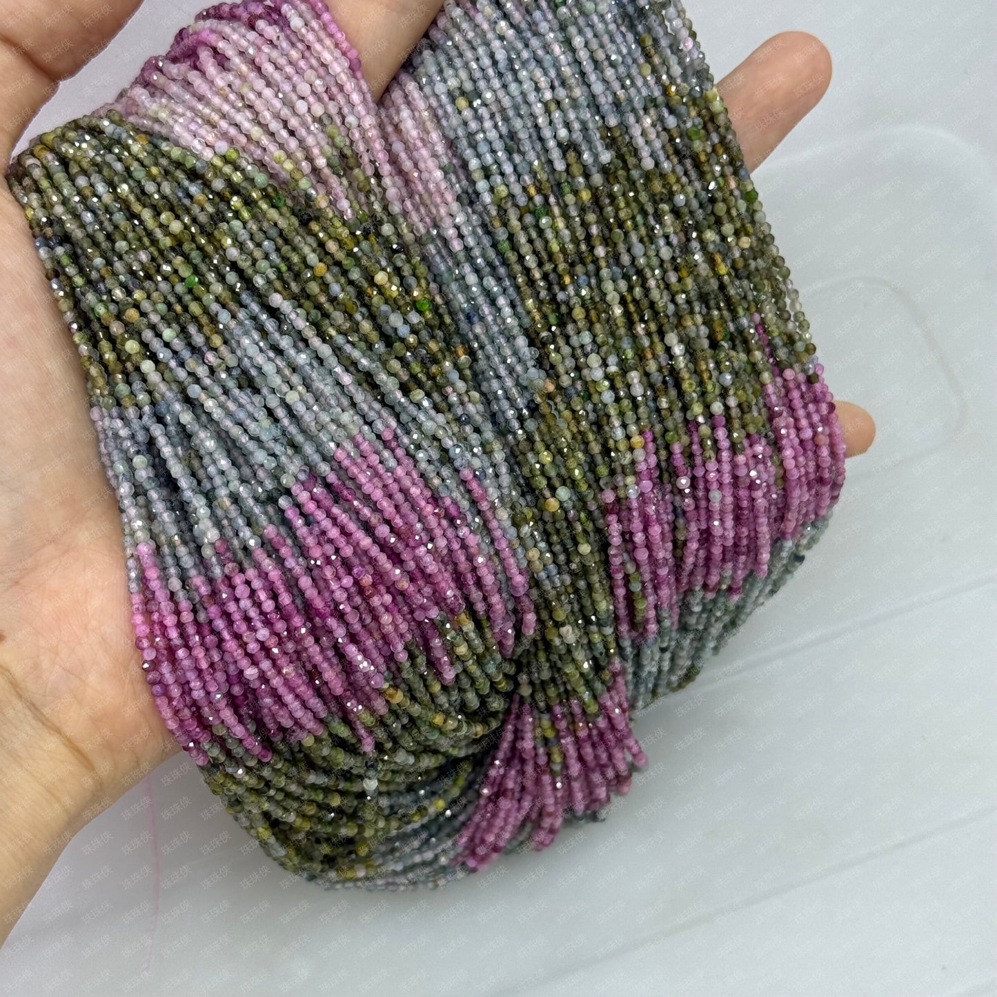 Natural stone tourmaline beads round faceted tourmaline beads for shuttle tatting jewelry making 38cm/strand