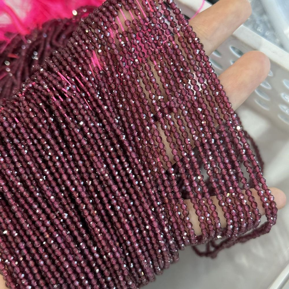 Natural stone garnet beads round faceted beads for shuttle tatting jewelry making 38cm/strand