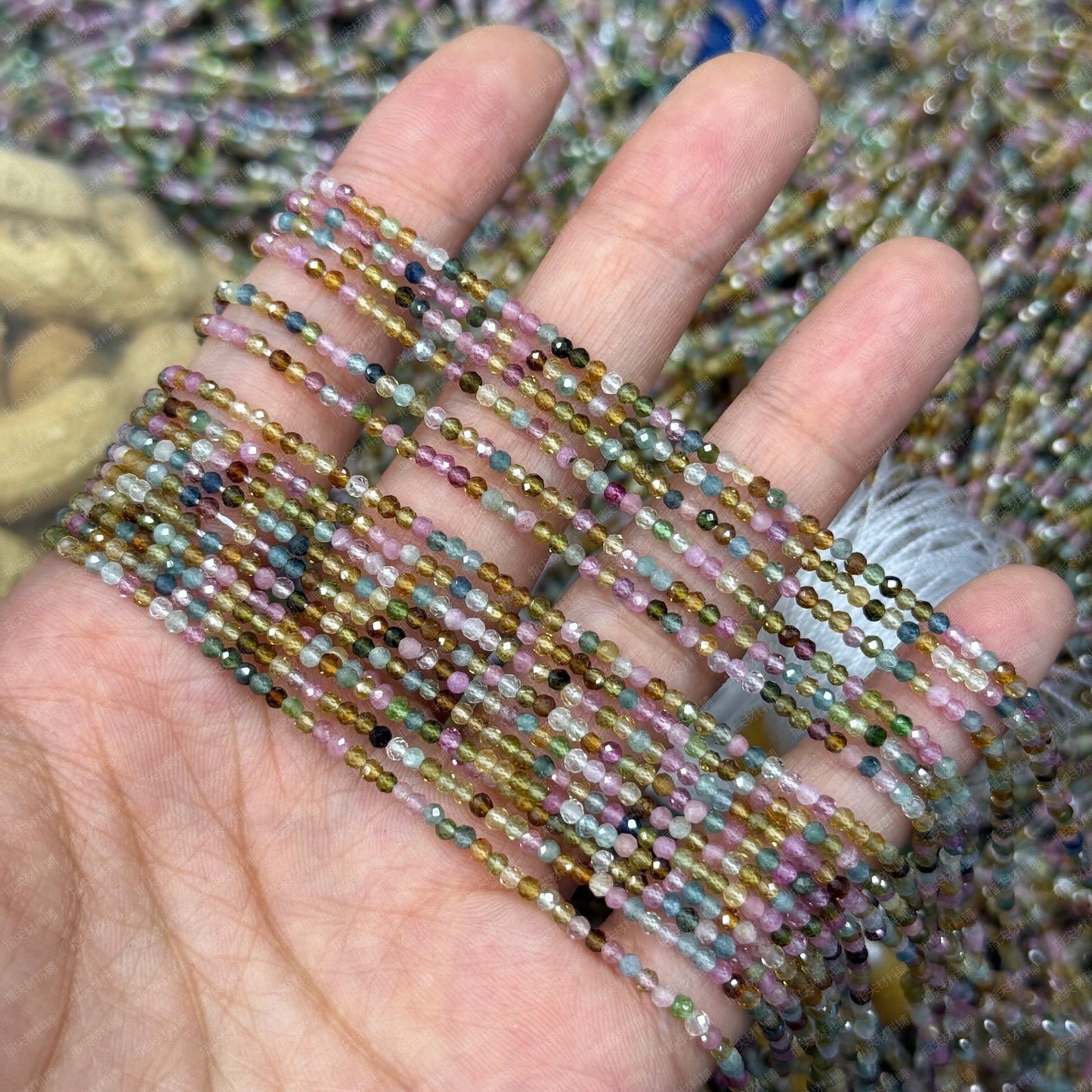 Natural stone tourmaline beads round faceted tourmaline beads for shuttle tatting jewelry making 38cm/strand