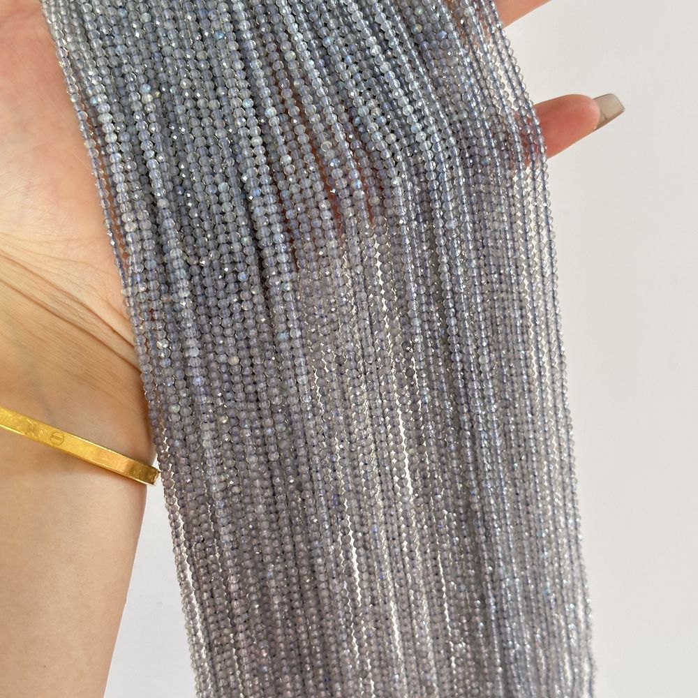 Natural stone labradorite round faceted beads for shuttle tatting jewelry making 38cm/strand