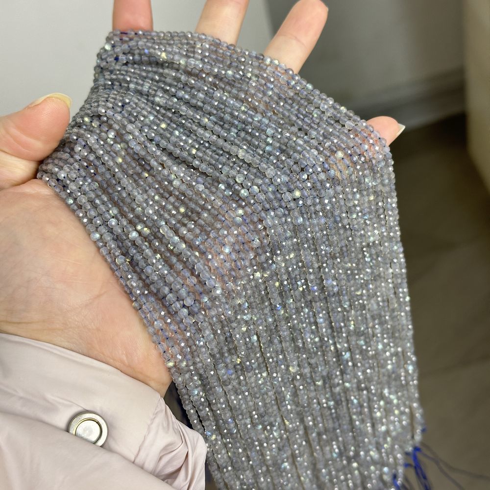 Natural stone labradorite round faceted beads for shuttle tatting jewelry making 38cm/strand