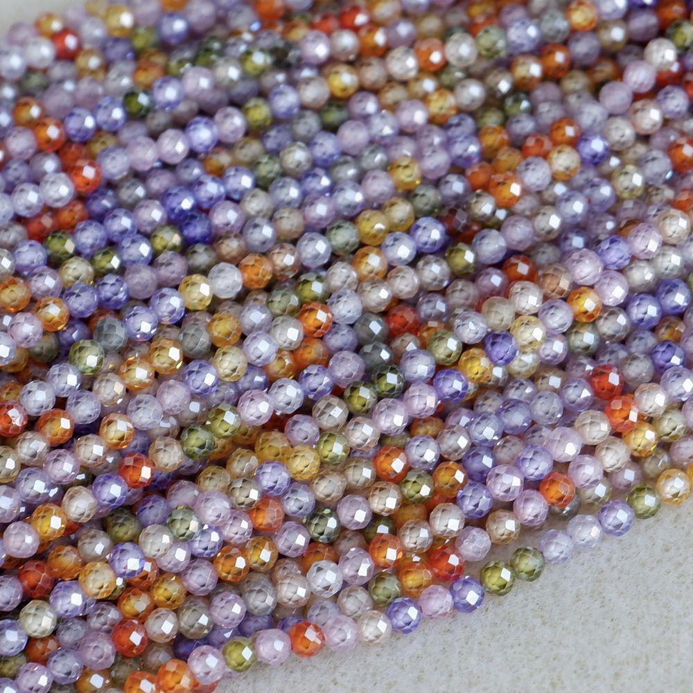 3mm faceted zircon beads for shuttle tatting jewelry making 38cm/strand