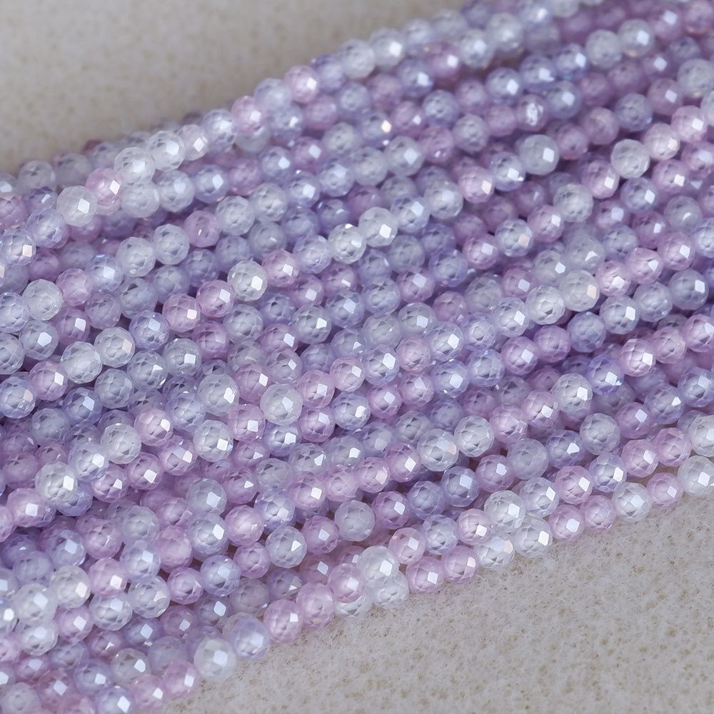 3mm faceted zircon beads for shuttle tatting jewelry making 38cm/strand
