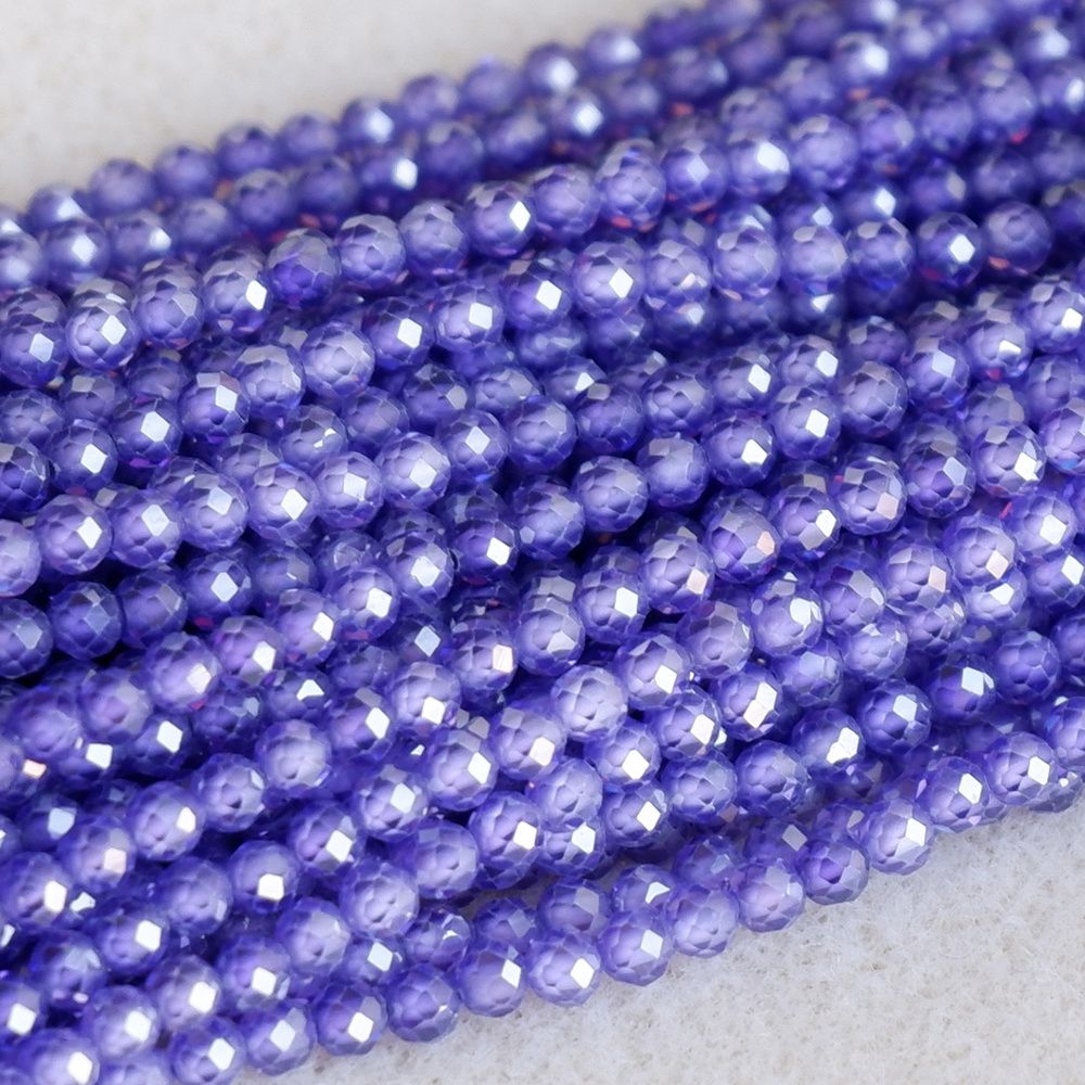 3mm faceted zircon beads for shuttle tatting jewelry making 38cm/strand