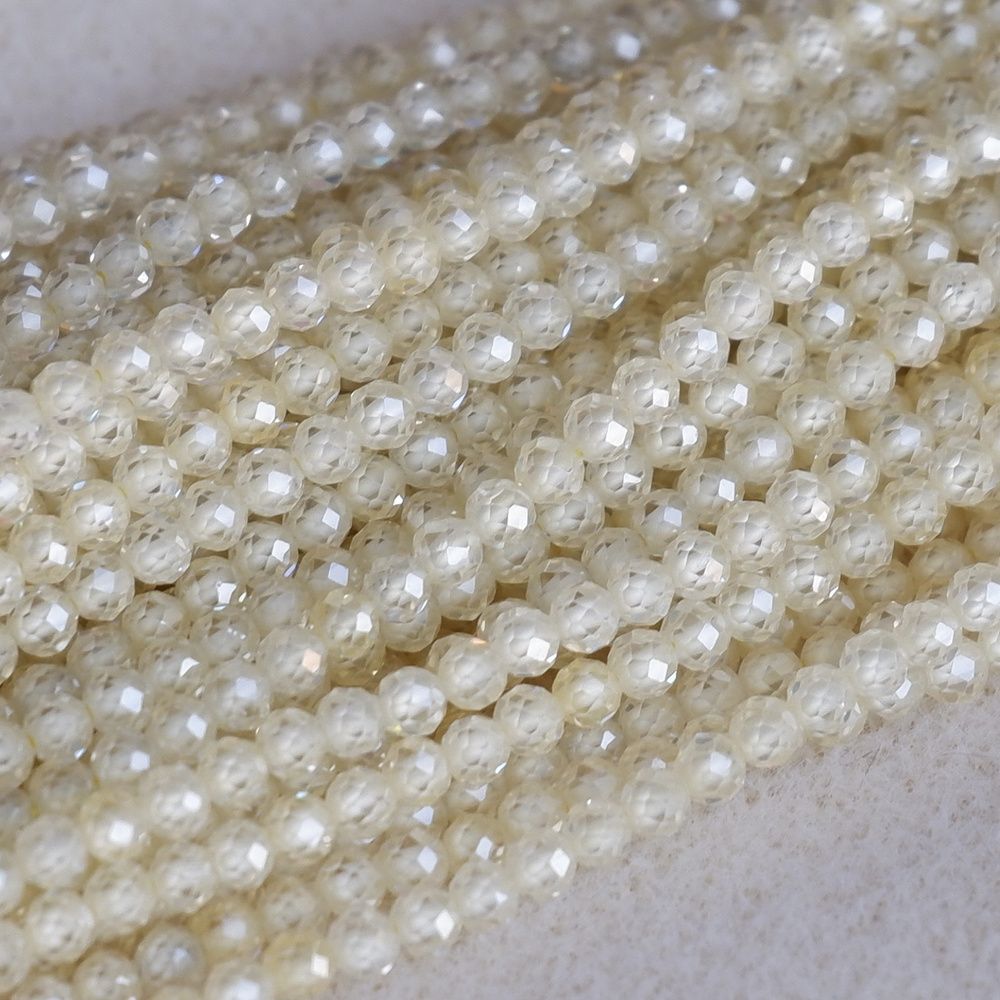 3mm faceted zircon beads for shuttle tatting jewelry making 38cm/strand