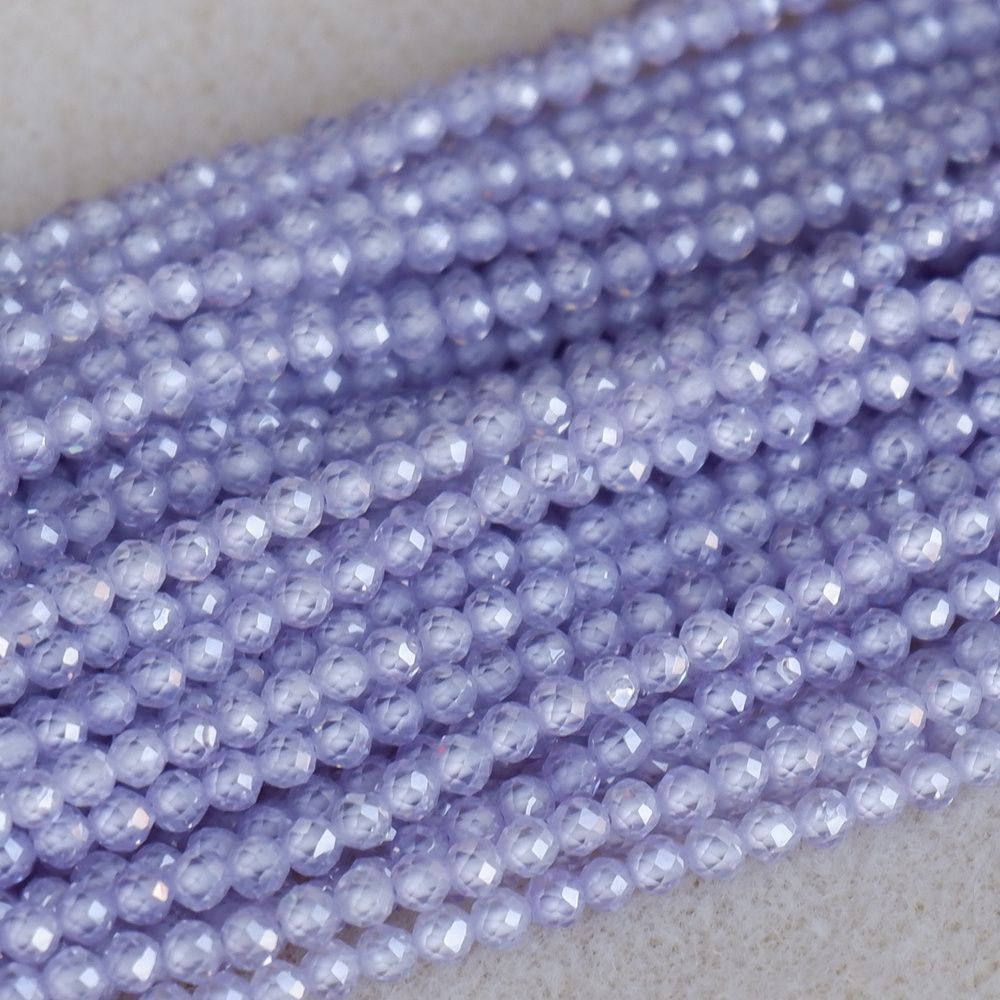 3mm faceted zircon beads for shuttle tatting jewelry making 38cm/strand