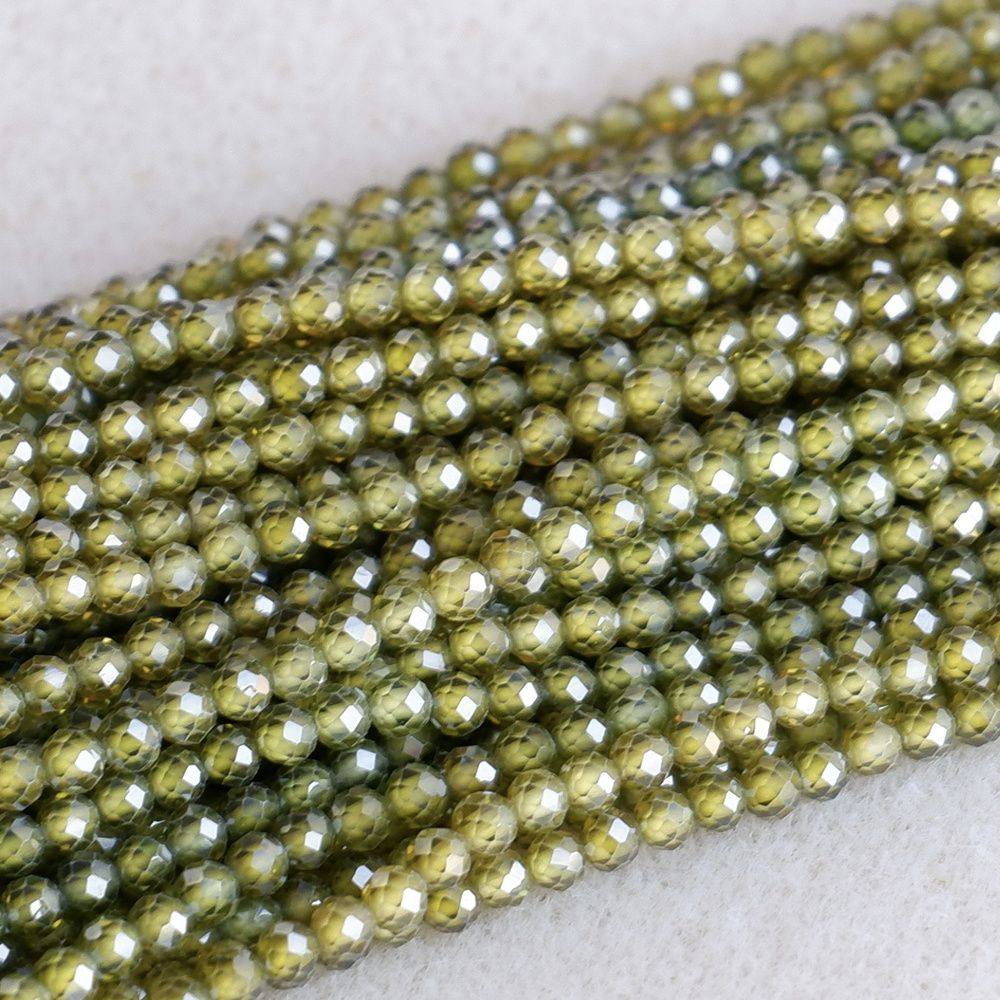 3mm faceted zircon beads for shuttle tatting jewelry making 38cm/strand