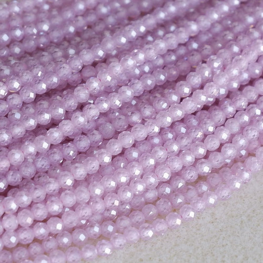 3mm faceted zircon beads for shuttle tatting jewelry making 38cm/strand