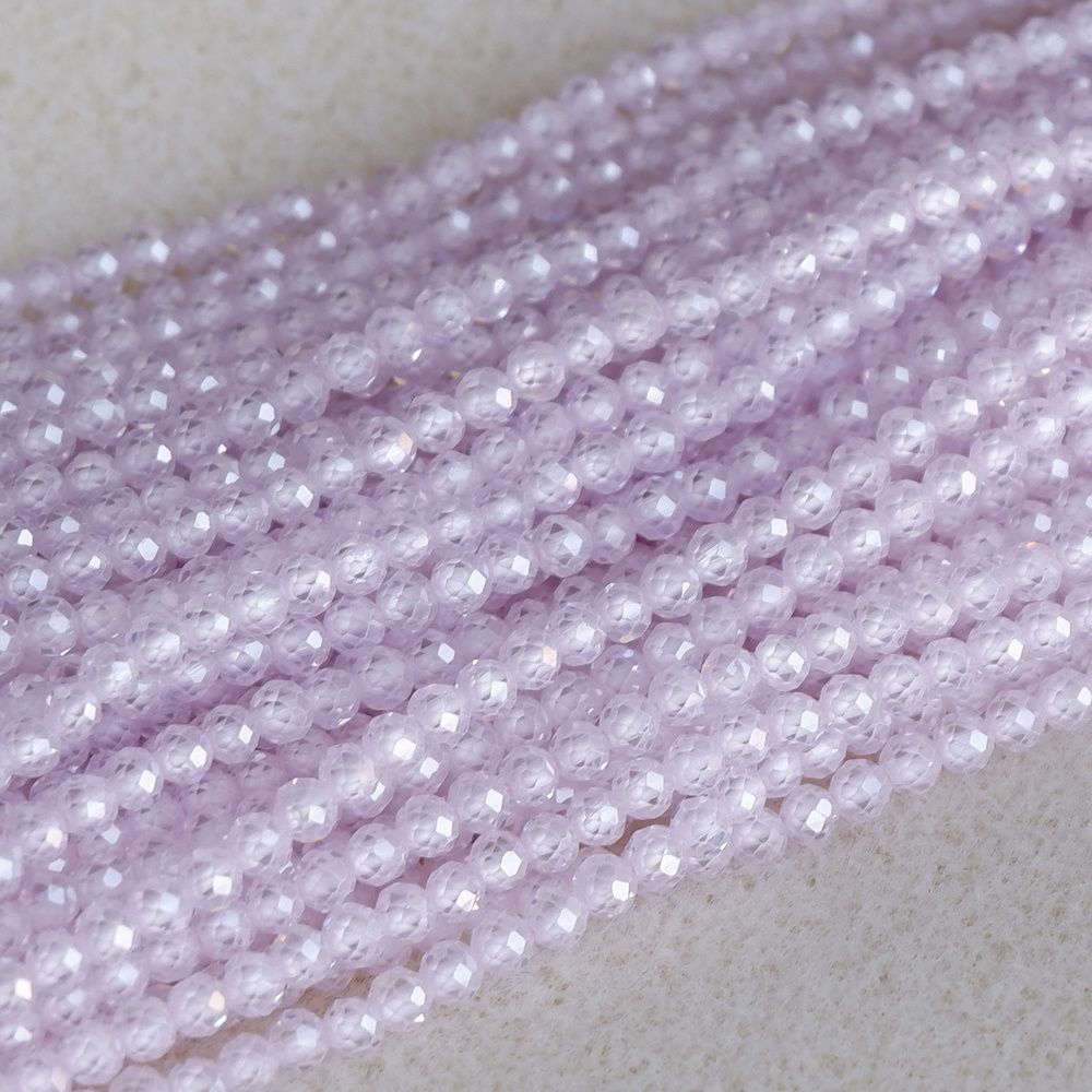 3mm faceted zircon beads for shuttle tatting jewelry making 38cm/strand