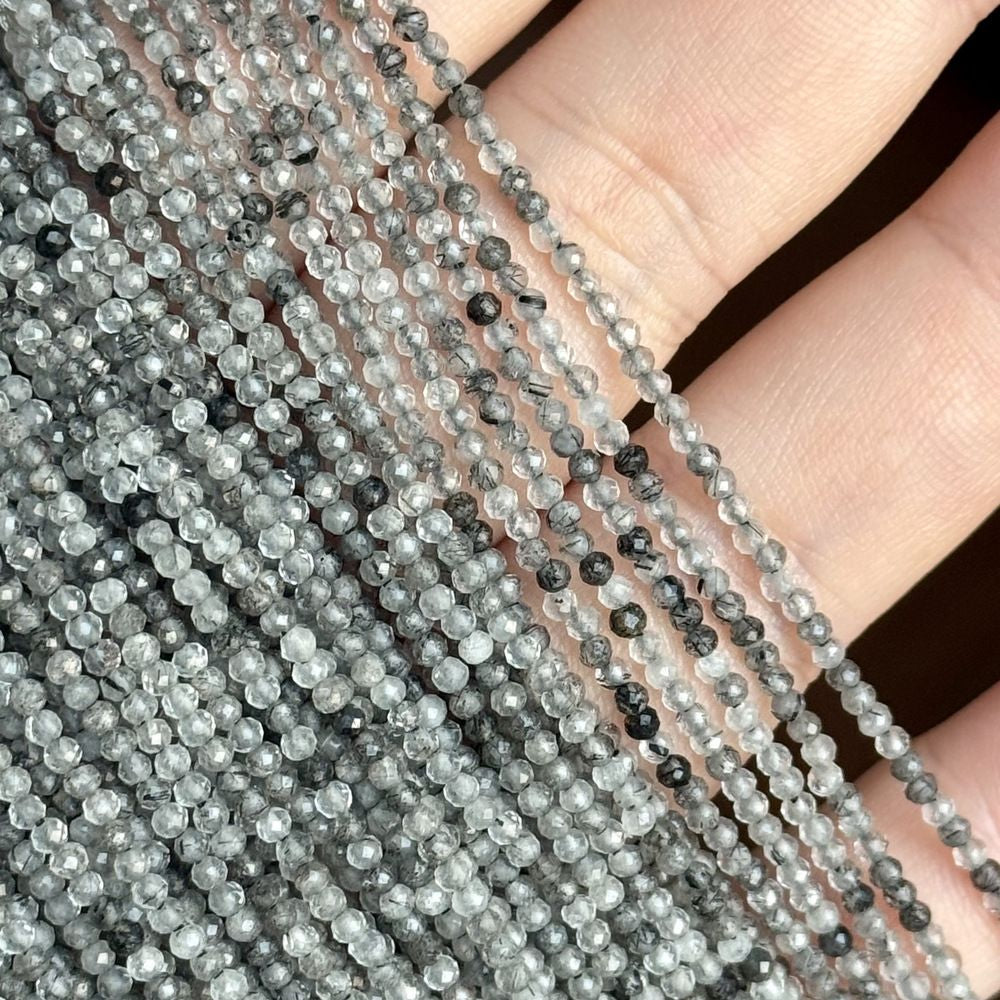 2mm natural stone round faceted beads for jewelry making 38cm/strand