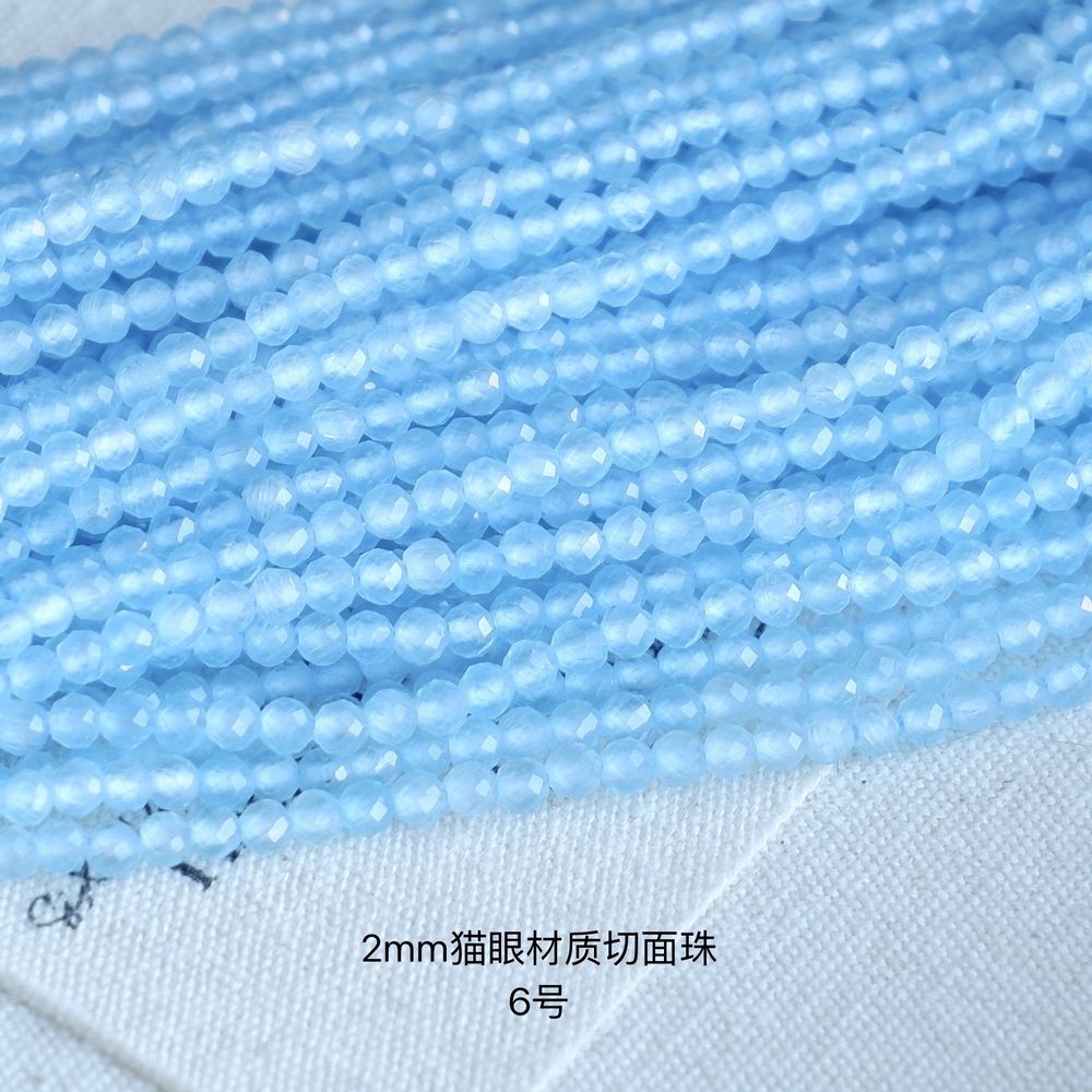 2mm artificial cat’s eye round faceted beads for jewelry making 34cm/strand