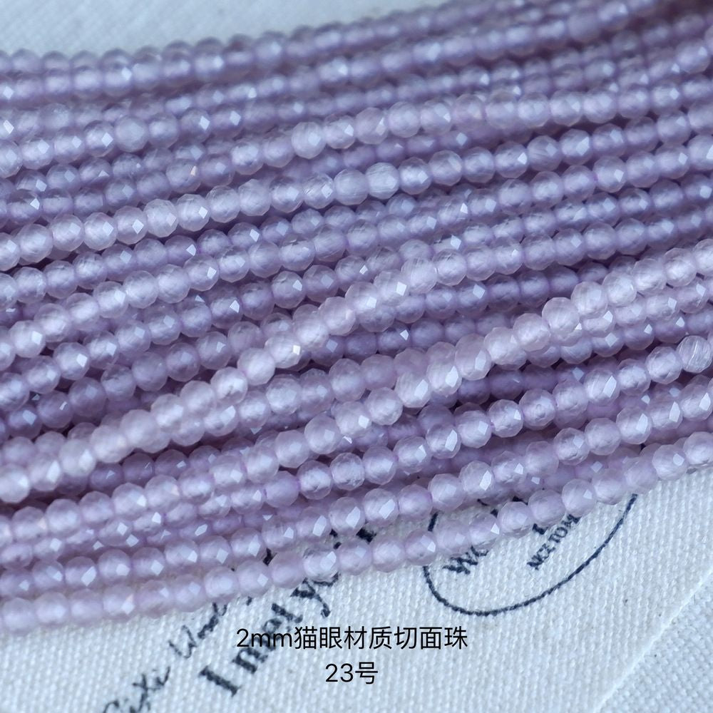 2mm artificial cat’s eye round faceted beads for jewelry making 34cm/strand